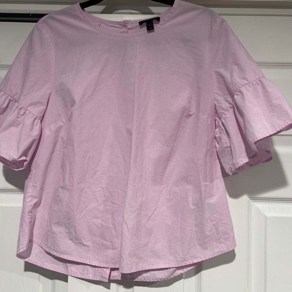 J. Crew Pale Pink Ruffle Sleeve Cotton Top